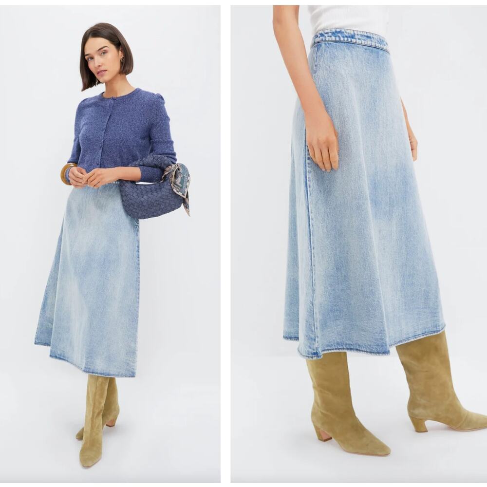 Tuckernuck Light Blue Denim Midi Skirt